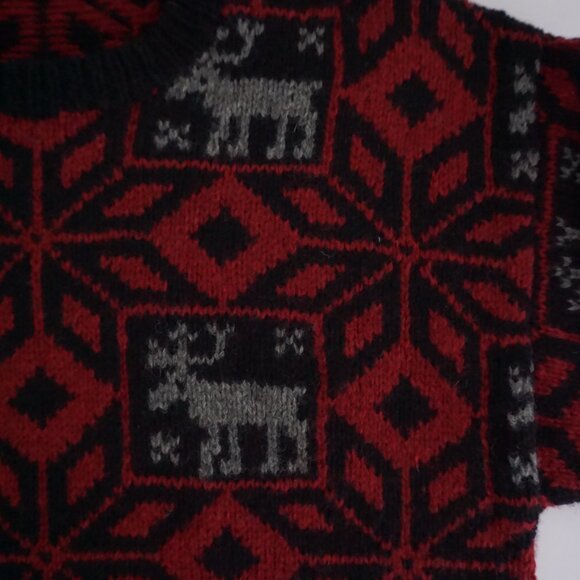 Nautica Red Black Wool Blend Moose Nordic Knit Sweater Men’s SM Winter Holiday - Picture 10 of 10